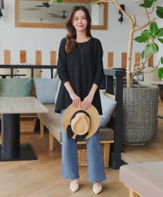 Tiaclasse 【洗える】花柄カットレースフレアトップス