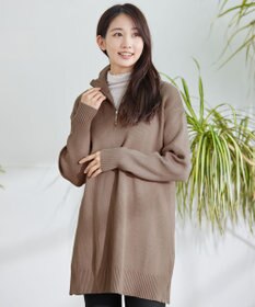 Tiaclasse 【洗える】ハーフジップニットチュニック