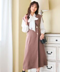 Feroux 【洗える】バイカラートリム ジャンパースカート