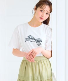 Feroux 【洗える】リボン刺繍 Tシャツ
