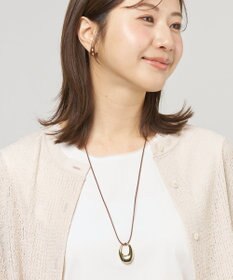 J.PRESS LADIES コード ワントップ ネックレス ゴールド×ブラウン系
