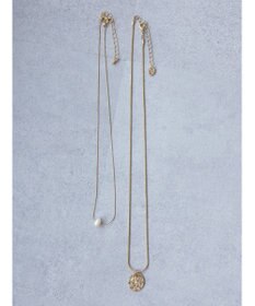 AMERICAN HOLIC テクスチャーメタル・淡水パールＳＥＴネックレス