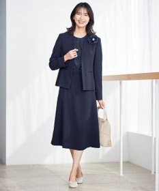 23区 【洗える】トリアセダブルジョーゼット フレア ワンピース