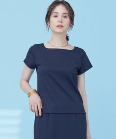 組曲 L 【WEB限定】ストライプジャガード カップ付きTシャツ