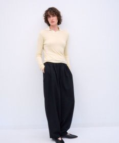 ATON SILK BLENDED CIRCULAR RIB | クルー＆ポロレイヤードプルオーバー