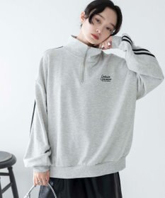 WEGO ラインハーフジップBIGスウェット