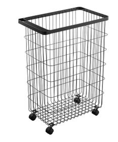 tower ランドリーバスケット タワー キャスター付き  ブラック