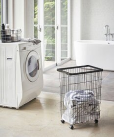 tower ランドリーバスケット タワー キャスター付き  ブラック