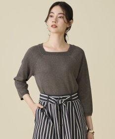 自由区 L ペーパーコットンスクエアネックニット プルオーバー