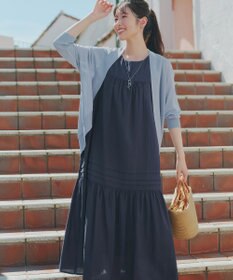 Tiaclasse 麻調ピンタックロングワンピース