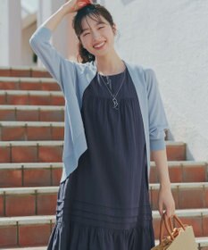 Tiaclasse 麻調ピンタックロングワンピース