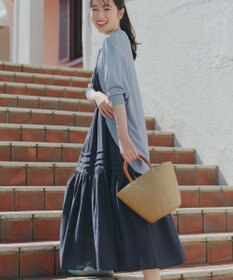 Tiaclasse 麻調ピンタックロングワンピース