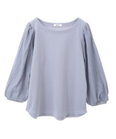 earth music&ecology シアーチェックスリーブプルオーバー