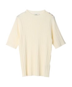 earth music&ecology ショルダーボタンリブニットプルオーバー