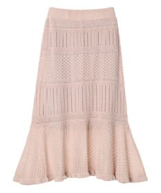 earth music&ecology ２点ＳＥＴ透かし編みカーディガン＋裾フレアスカート