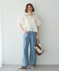 YECCA VECCA 刺繍レースブラウス