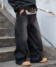 WEGO ワーカーズダブルニーデニムパンツ