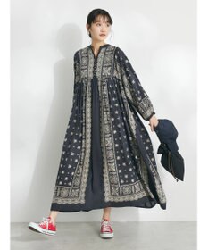 CRAFT STANDARD BOUTIQUE パネル柄ウエスト切り替えボリュームワンピース