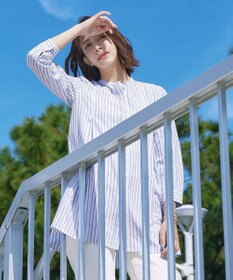 Tiaclasse L 【新色追加】バンドカラーシャツチュニックブラウス