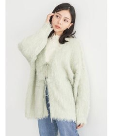 earth music&ecology 起毛リボンニットカーディガン