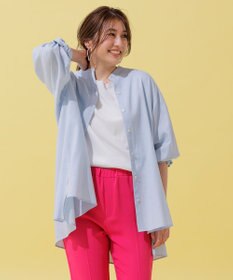 UNFILO 【GISELe 6月号掲載/洗える】リネンレーヨンバンドカラーシャツ