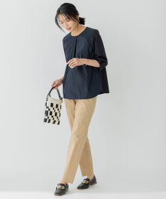 23区 【洗える】コットンナイロンサテンストレッチ パンツ