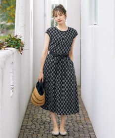 Tiaclasse 【洗える】配色刺繍レースワンピース