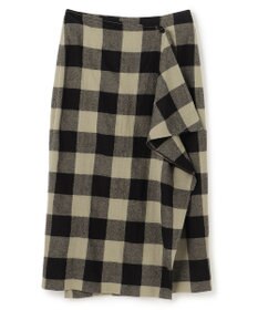 BEIGE， HOBBS / フェイクレザーポケットウールチェックラップスカート