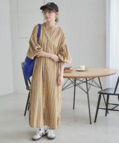 WEGO 【ANGIE VINTAGE】ボリュームスリーブ バンドカラー シャツワンピース