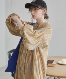 WEGO 【ANGIE VINTAGE】ボリュームスリーブ バンドカラー シャツワンピース