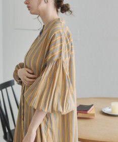 WEGO 【ANGIE VINTAGE】ボリュームスリーブ バンドカラー シャツワンピース