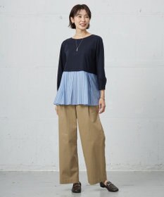 J.PRESS LADIES S 【洗える】20チノストレッチ ワイドパンツ