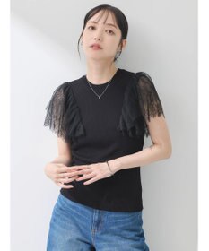 earth music&ecology 袖レースリブニットプルオーバー