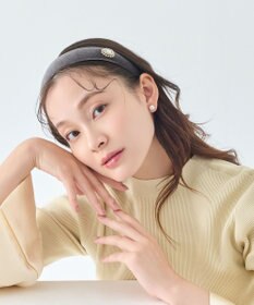 Phoebe 【生産終了】クラッシービジューカチューシャ　グレー/ベロア