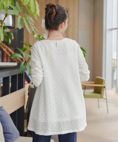 Tiaclasse 【洗える】花柄カットレースフレアトップス