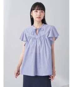 earth music&ecology ギャザーフレンチスリーブブラウス