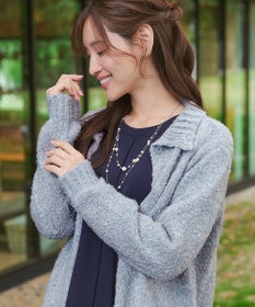 Tiaclasse 【着丈が選べる】ハイネックブークレカーディガン