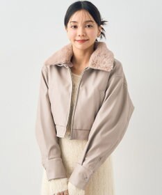 earth music&ecology 襟ファーレザーブルゾン