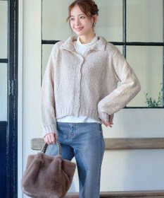 Tiaclasse 【着丈が選べる】ハイネックブークレカーディガン