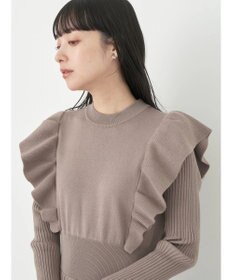 earth music&ecology ショルダーフリルニットワンピース