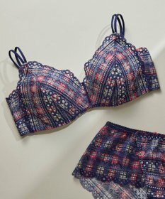 une nana cool 【リニューアル】364ブラ レース タータンチェック柄 ノンワイヤーブラ