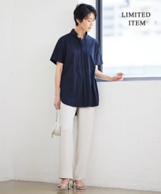 ICB 【WEB限定】ブラウスライクスムース スタンドカラーカットソー