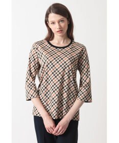 DAKS チェックプリント七分袖Tシャツ