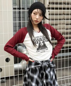 WEGO キーネックサイドドロストラグランロンT