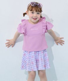 ANY KIDS 【UVカット】2WAYショルダーセパレート水着 ラベンダー×ラベンダーチェック