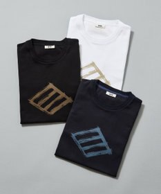 JOSEPH ABBOUD 【柔らかな肌触り】ソフトスムースダイヤロゴプリント Tシャツ ネイビー系