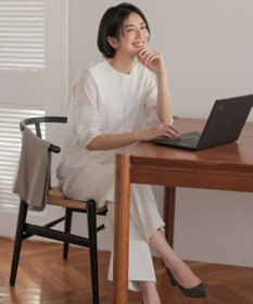 J.PRESS LADIES S 麻シェルドライ ワイド ストレート パンツ