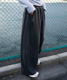 WEGO 【ウエストゴム/SMサイズ展開】裏起毛カーブデザインスウェットパンツ