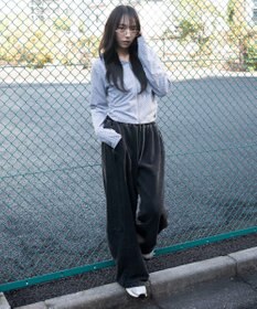 WEGO 【ウエストゴム/SMサイズ展開】裏起毛カーブデザインスウェットパンツ