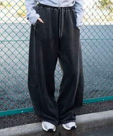 WEGO 【ウエストゴム/SMサイズ展開】裏起毛カーブデザインスウェットパンツ